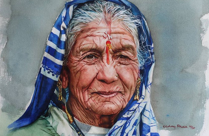 Портрет індійської літньої жінки