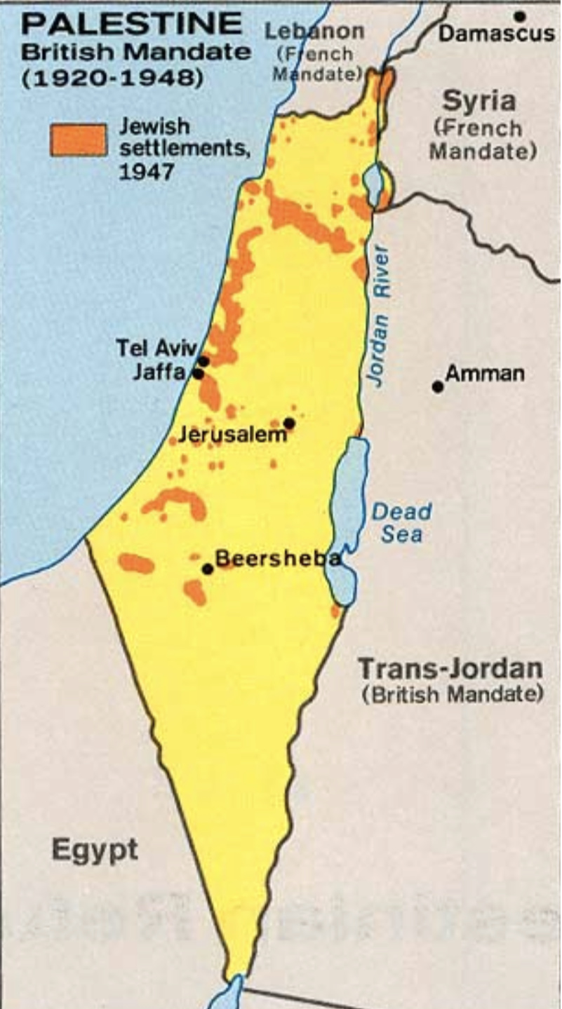 ізраїльські поселення 1947 карта