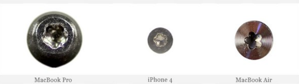 Різні форми ґвинтів в техніці Apple