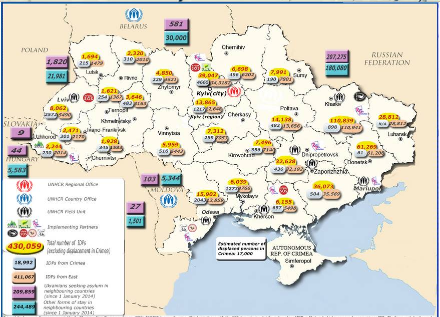 Карта внутрішньо переміщенних осіб (IDPs) в Україні